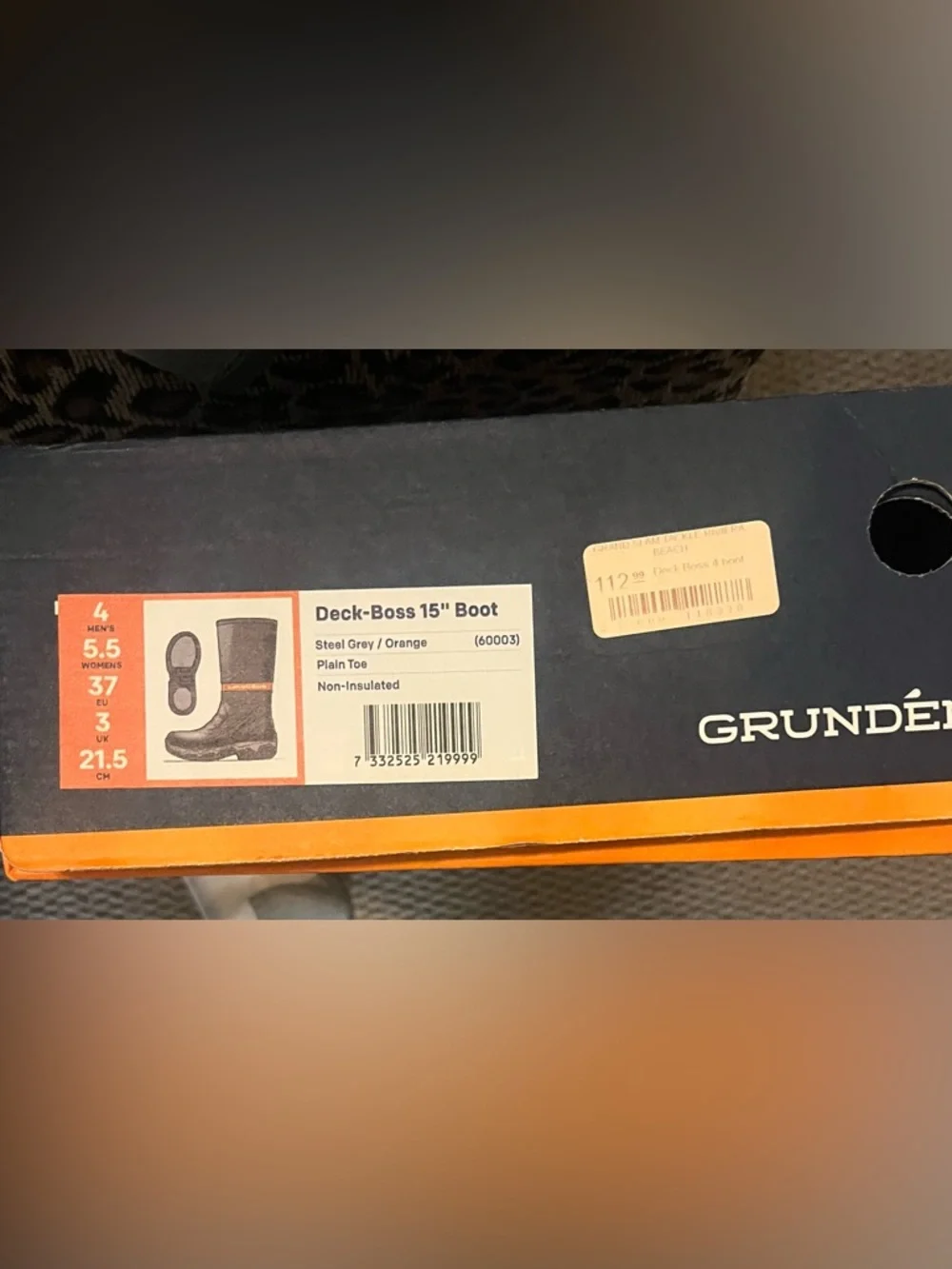 Deck-Boss Steel Grey and Orange Men's 15